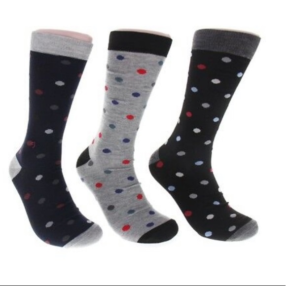 (3 Pairs) Men’s Polka Dot Dress Socks - Picture 1 of 2